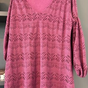 Anthropologie Maeve Plum Crochet-Trim V-Neck Top